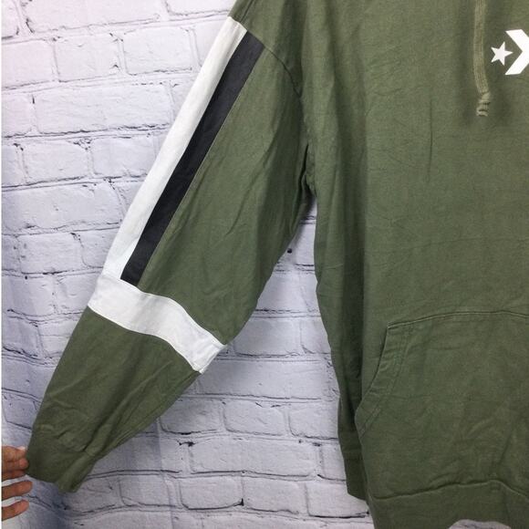 Converse Retro Side Stripe Long Sleeve Kangaroo Pocket Skater Hoodie Men's L - Picture 6 of 13